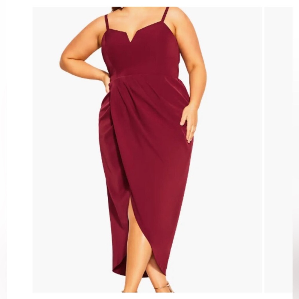 NEW City Chic Wine Red Midi Cocktail Dress XL (size 20-22)